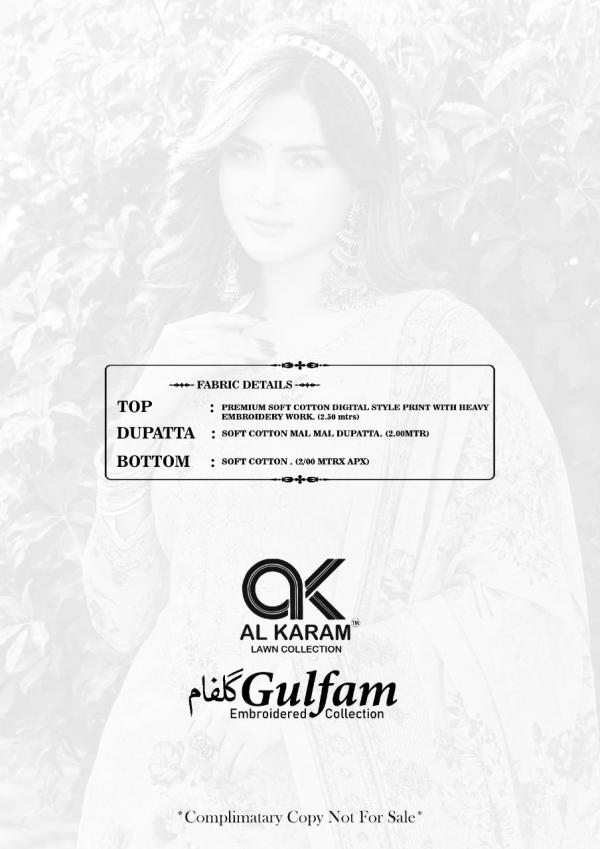 Al Karam Gulfam Vol-1 Cotton Embroidered Dress Material Collection